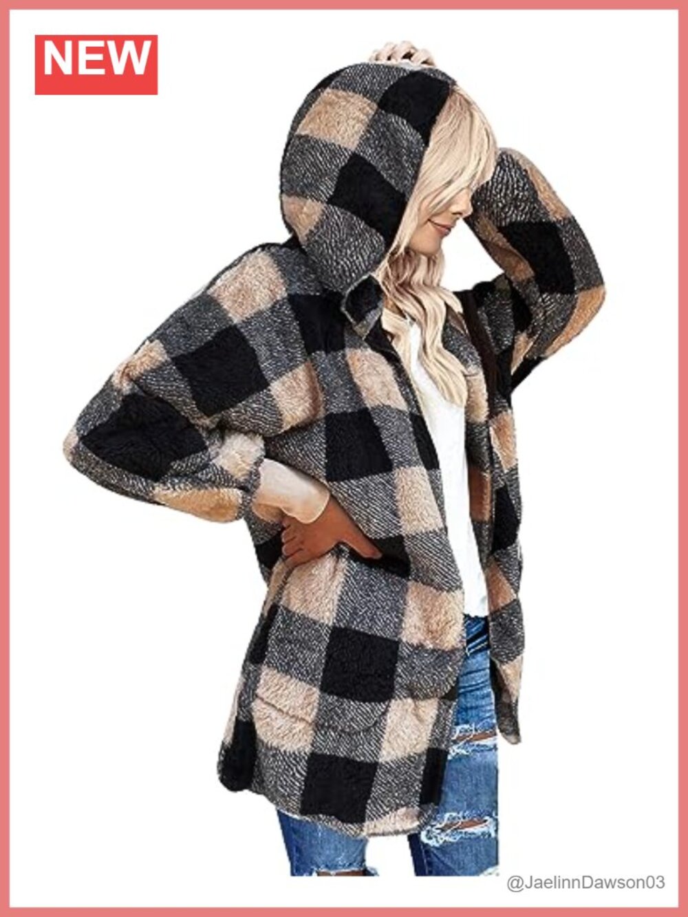 Women's Oversized Fleece Hooded Open Front Cardigan Coat